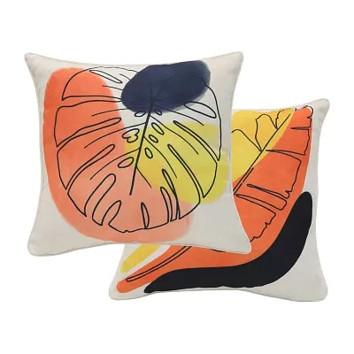 Outdoor Dècor 18 X 18 In Banana Leaf Print Multi Square Throw Pillows