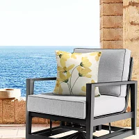 Outdoor Dècor 18 X 18 In Yellow Cosmos Print Yellow Square Throw Pillows