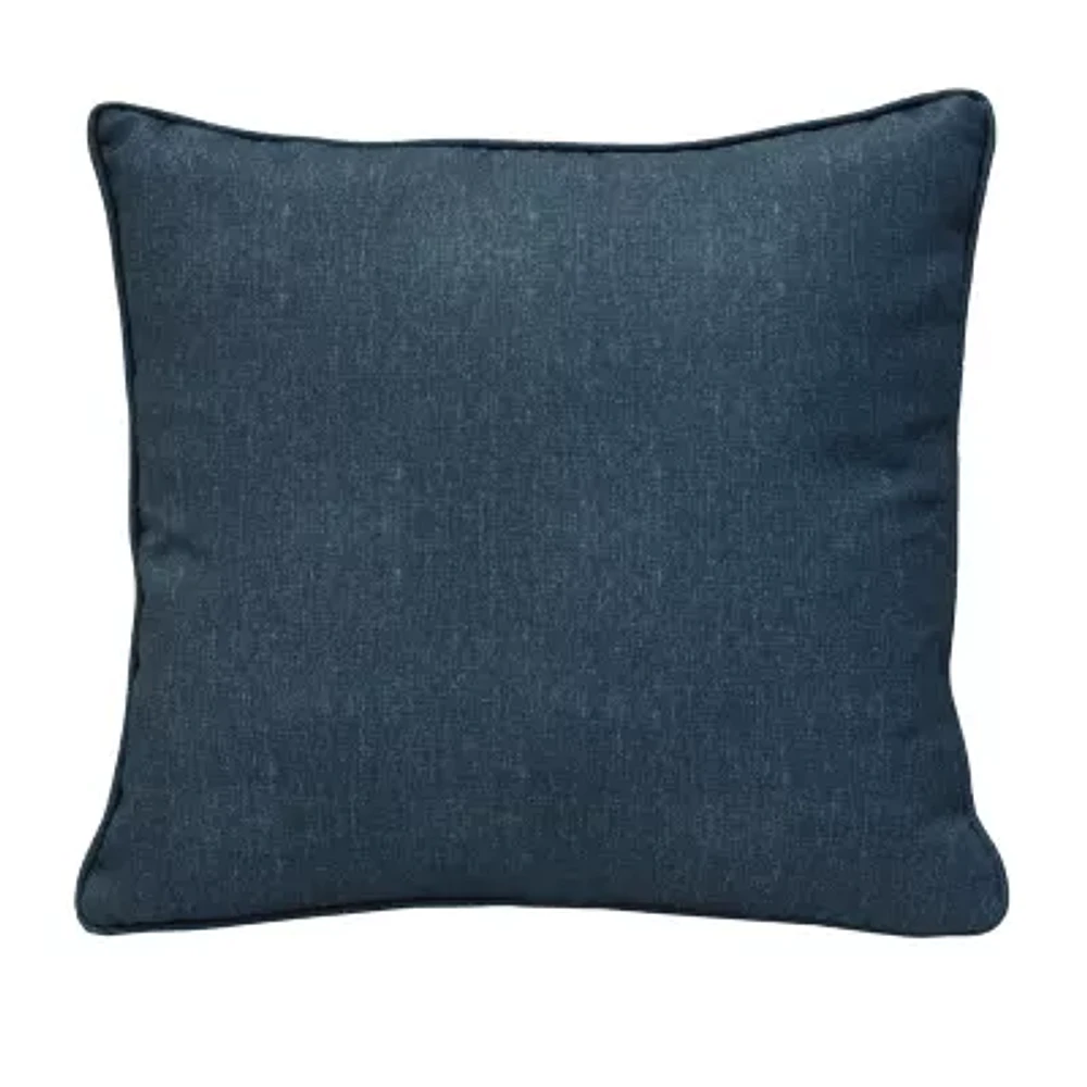 Outdoor Dècor 18 X 18 In Solid Olefin Textured Blue Square Throw Pillows