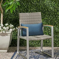 Outdoor Dècor 14 X 26 In Solid Olefin Textured Lumbar Blue Rectangular Throw Pillows