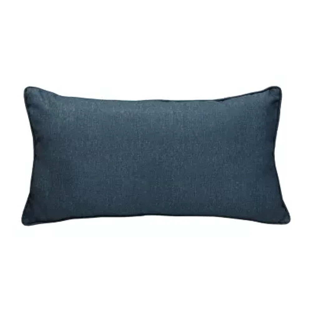 Outdoor Dècor 14 X 26 In Solid Olefin Textured Lumbar Blue Rectangular Throw Pillows