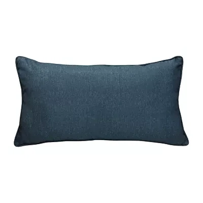 Outdoor Dècor 14 X 26 In Solid Olefin Textured Lumbar Blue Rectangular Throw Pillows