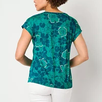 Liz Claiborne Womens Crew Neck Short Sleeve T-Shirt