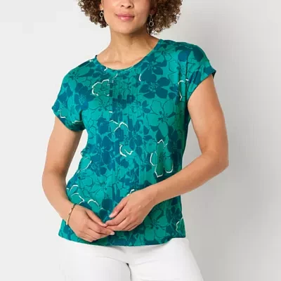 Liz Claiborne Womens Crew Neck Short Sleeve T-Shirt