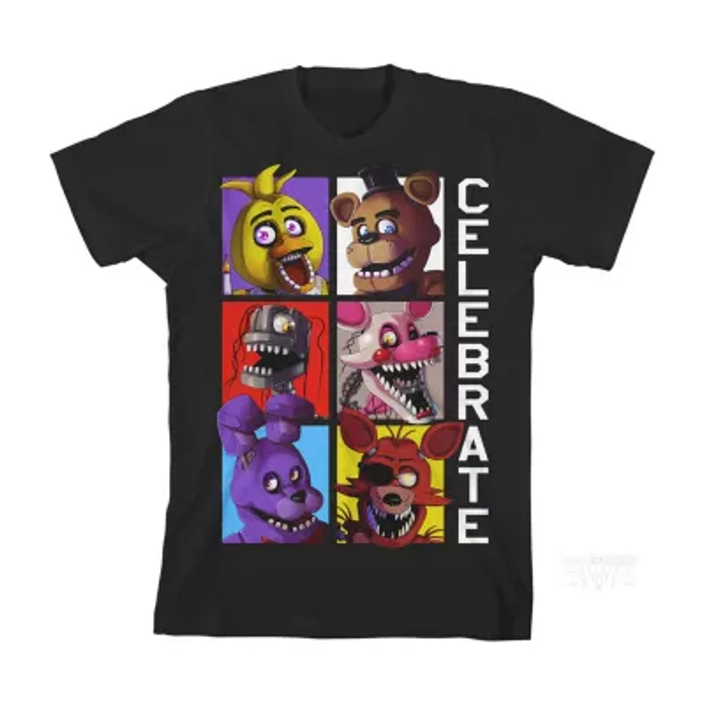 Little & Big Boys Crew Neck Short Sleeve Five Nights at Freddys Graphic T-Shirt
