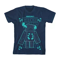 Little & Big Boys Crew Neck Short Sleeve Minecraft Graphic T-Shirt
