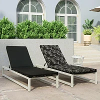 Outdoor Dècor 22 X 73 In Printed Lounger Black And White Fade Resistant Patio Chair Cushions
