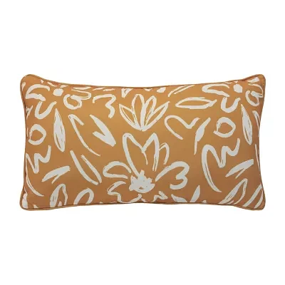 Outdoor Dècor 14 X 26 In Printed Lumbar Mustard Rectangular Throw Pillows