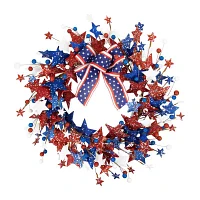Northlight 24in Stars And Stripes Glittered Wreath