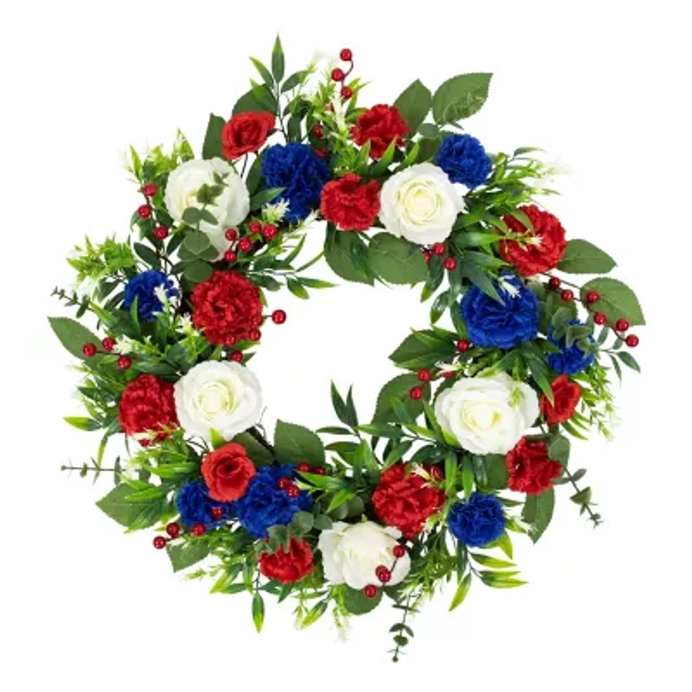 Northlight 24in Carnation And Rose Aritificial Wreath