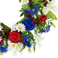 Northlight 21in Red White And Blue Mixed Floral Wreath