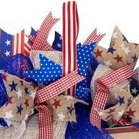 Northlight 18in Star And Stripes " America God Shed His Grace On Thee" Bow Wreath