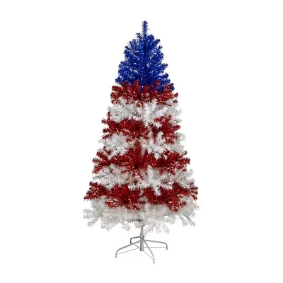 Northlight 6ft Pre-Lit Tinsel - Clear Lights 6 Foot Christmas Tree