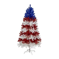 Northlight 6ft Pre-Lit Tinsel - Clear Lights 6 Foot Christmas Tree