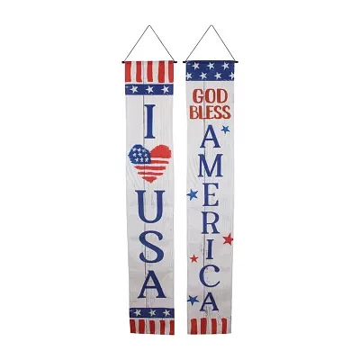 Northlight 71in Set Of 2 Stars And Stripes "I Heart Usa" And "God Bless America" 2-pc. Wall Sign