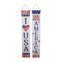 Northlight 71in Set Of 2 Stars And Stripes "I Heart Usa" And "God Bless America" 2-pc. Wall Sign
