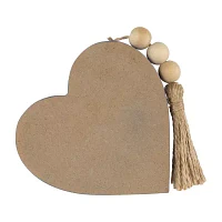 Northlight 3-pc. 3.75in Set Of 3 Hearts With Beaded Tassels Wooden Tabletop Decor