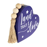 Northlight 3-pc. 3.75in Set Of 3 Hearts With Beaded Tassels Wooden Tabletop Decor