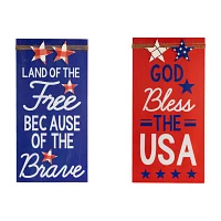 Northlight 23.5in Set Of 2 God Bless The Usa And Land Of The Free Wooden Americana Wood Wall Art