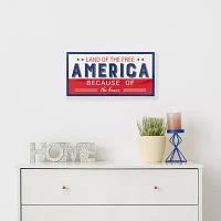 Northlight 20in Land Of The Free Because Of The Brave Wall Sign
