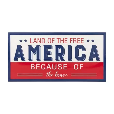 Northlight 20in Land Of The Free Because Of The Brave Wall Sign
