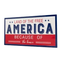 Northlight 20in Land Of The Free Because Of The Brave Wall Sign