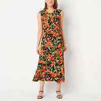 Black Label by Evan-Picone Floral Womens Keyhole Neck Sleeveless Blouse