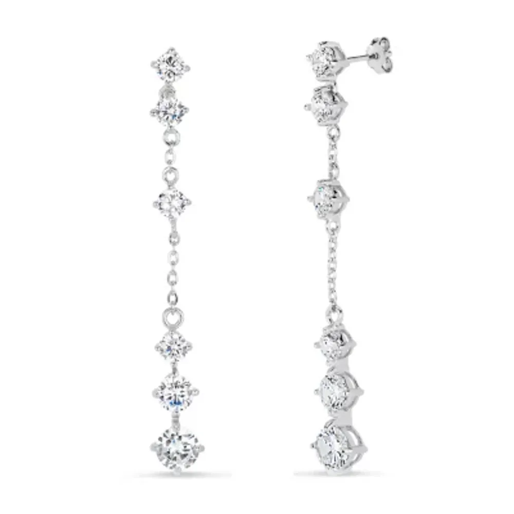 Cubic Zirconia Sterling Silver Drop Earrings