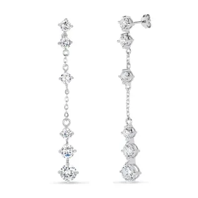 Cubic Zirconia Sterling Silver Drop Earrings