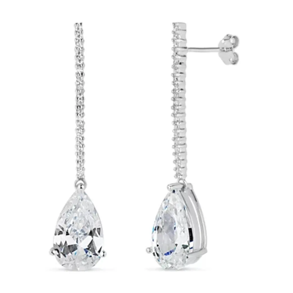 3 1/4 CT. T.W. White Cubic Zirconia Sterling Silver Drop Earrings