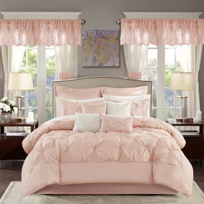 Madison Park Essentials Loretta 24-Pc Complete Bedding Set with Sheets and Window Treatments