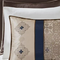 Madison Park Essentials Parker Jacquard Embroidered 24-pc. Complete Bedding Set with Sheets and Window Treatments