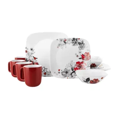 Corelle Chelsea Rose 16-pc. Glass Dinnerware Set