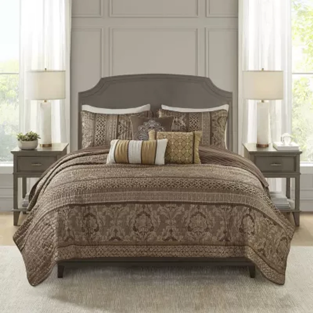 Madison Park Venetian 6-Pc Jacquard Quilt Set with Throw Pillows