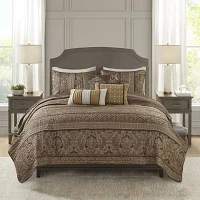 Madison Park Venetian 6-Pc Jacquard Quilt Set with Throw Pillows