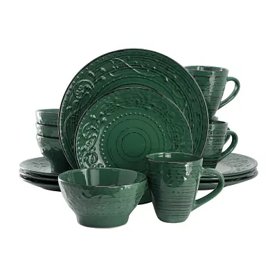 Elama Malibu Sea Glass 16 Piece Dg 16-pc. Stoneware Dinnerware Set