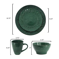 Elama Malibu Sea Glass 16 Piece Dg 16-pc. Stoneware Dinnerware Set