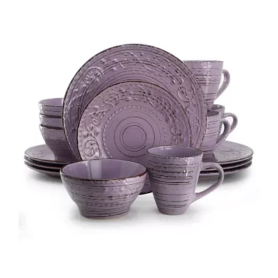 Elama Malibu Mica 16 Piece 16-pc. Stoneware Dinnerware Set