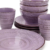 Elama Malibu Mica 16 Piece 16-pc. Stoneware Dinnerware Set
