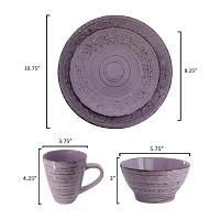 Elama Malibu Mica 16 Piece 16-pc. Stoneware Dinnerware Set