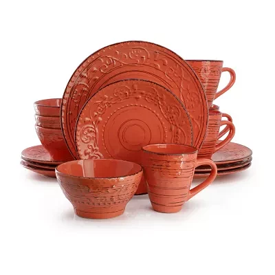 Elama Malibu Jasper 16 Piece 16-pc. Stoneware Dinnerware Set