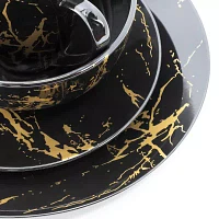 Elama Fine Marble 16 Pc Black 16-pc. Ceramic Dinnerware Set