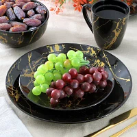 Elama Fine Marble 16 Pc Black 16-pc. Ceramic Dinnerware Set