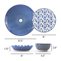 Elama Aurora 16 Piece 16-pc. Porcelain Dinnerware Set
