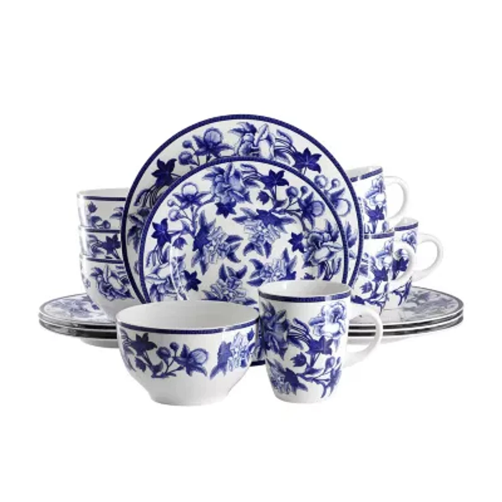 Elama Cattleya 16 Piece 16-pc. Porcelain Dinnerware Set
