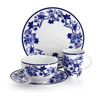 Elama Cattleya 16 Piece 16-pc. Porcelain Dinnerware Set