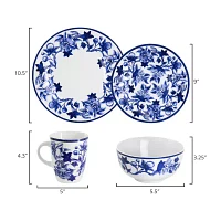 Elama Cattleya 16 Piece 16-pc. Porcelain Dinnerware Set