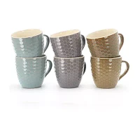 Elama Honeysuckle 6 Piece Assorted 6-pc. Geometric Coffee Mug