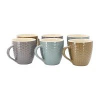 Elama Honeysuckle 6 Piece Assorted 6-pc. Geometric Coffee Mug