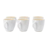 Elama Honeycomb 6 Piece White 6-pc. Geometric Coffee Mug